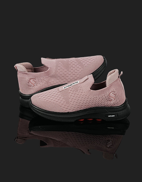 Marrut Women’s Slip-On Sneakers – Pink Knit Comfort Shoes